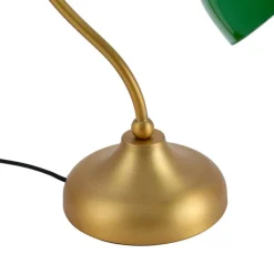 QAZQA Tischlampen|Schlafzimmerlampen*Klassische Tischleuchte Bronze mit grünem Opalglas - Clerk