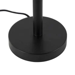 QAZQA Tischlampen|Wohnzimmerlampen*Klassische Tischleuchte schwarz mit Oma-Schirm rosa 30 cm - Simplo