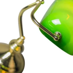 QAZQA Schlafzimmerlampen|Wohnzimmerlampen*Klassische Tischleuchte/Notarleuchte aus Messing mit grünem Glas - Banker