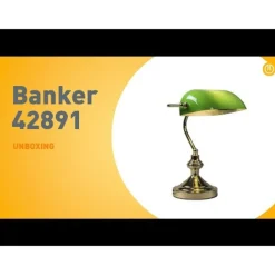 QAZQA Schlafzimmerlampen|Wohnzimmerlampen*Klassische Tischleuchte/Notarleuchte aus Messing mit grünem Glas - Banker