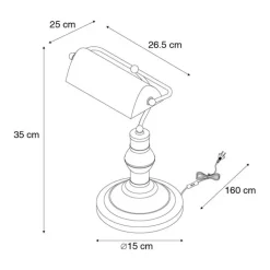QAZQA Lampen Für Dein Homeoffice|Tischlampen*Klassische Tischleuchte/Notarleuchte aus Bronze mit grünem Glas - Banker