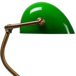 QAZQA Lampen Für Dein Homeoffice|Tischlampen*Klassische Tischleuchte/Notarleuchte aus Bronze mit grünem Glas - Banker