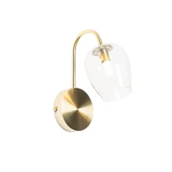 QAZQA Wandleuchten|Wohnzimmerlampen*Klassische Wandlampe Gold mit Glas - Elien