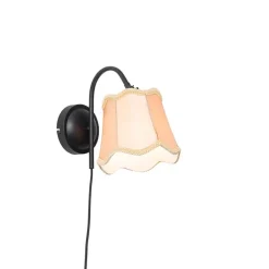 QAZQA Wandleuchten|Wohnzimmerlampen*Klassische Wandlampe schwarz mit Lampenschirm gold - Nona