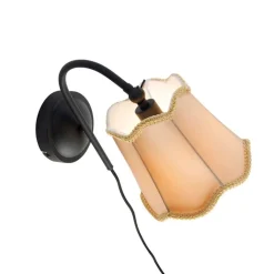 QAZQA Wandleuchten|Wohnzimmerlampen*Klassische Wandlampe schwarz mit Lampenschirm gold - Nona