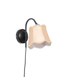 QAZQA Wandleuchten|Wohnzimmerlampen*Klassische Wandlampe schwarz mit Lampenschirm gold - Nona