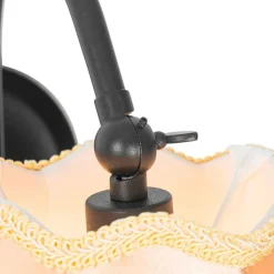 QAZQA Wandleuchten|Wohnzimmerlampen*Klassische Wandlampe schwarz mit Lampenschirm gold - Nona