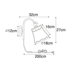 QAZQA Wandleuchten|Wohnzimmerlampen*Klassische Wandlampe schwarz mit Lampenschirm gold - Nona