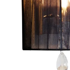 QAZQA Wandleuchten|Wohnzimmerlampen*Klassische Wandleuchte Chrom mit schwarzem Schirm - Ann-Kathrin 2