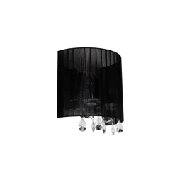 QAZQA Wandleuchten|Wohnzimmerlampen*Klassische Wandleuchte Chrom mit schwarzem Schirm - Ann-Kathrin 2