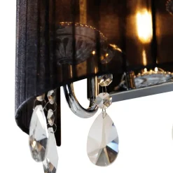 QAZQA Wandleuchten|Wohnzimmerlampen*Klassische Wandleuchte Chrom mit schwarzem Schirm - Ann-Kathrin 2