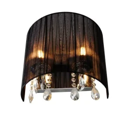 QAZQA Wandleuchten|Wohnzimmerlampen*Klassische Wandleuchte Chrom mit schwarzem Schirm - Ann-Kathrin 2