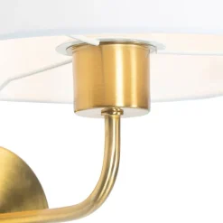 QAZQA Wandleuchten|Wohnzimmerlampen*Klassische Wandleuchte goldfarbener Stoffschirm weiß - Cas