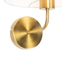 QAZQA Wandleuchten|Wohnzimmerlampen*Klassische Wandleuchte goldfarbener Stoffschirm weiß - Cas