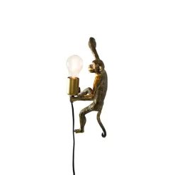 QAZQA Wandleuchten|Wohnzimmerlampen*Klassische Wandleuchte Gold - Affe Animal