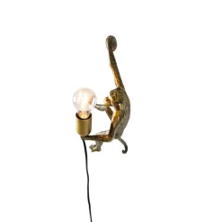 QAZQA Wandleuchten|Wohnzimmerlampen*Klassische Wandleuchte Gold - Affe Animal