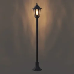 QAZQA Gartenbeleuchtung|Laternen Außen*Klassische Wegeleuchte schwarz 122cm IP44 - New Haven Gehämmert