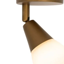 QAZQA Deckenstrahler|Aufbaustrahler*Klassischer Deckenstrahler Gold mit Milchglas - Madi