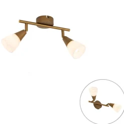 QAZQA Deckenstrahler|Aufbaustrahler*Klassischer Deckenstrahler Gold mit Milchglas 2-flammig - Madi
