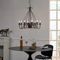 QAZQA Led-Kronleuchter|Kronleuchter*Klassischer Kronleuchter Rostbraun 8-flammig - Giuseppe