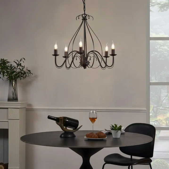 QAZQA Led-Kronleuchter|Kronleuchter*Klassischer Kronleuchter Rostbraun 5-flammig - Giuseppe