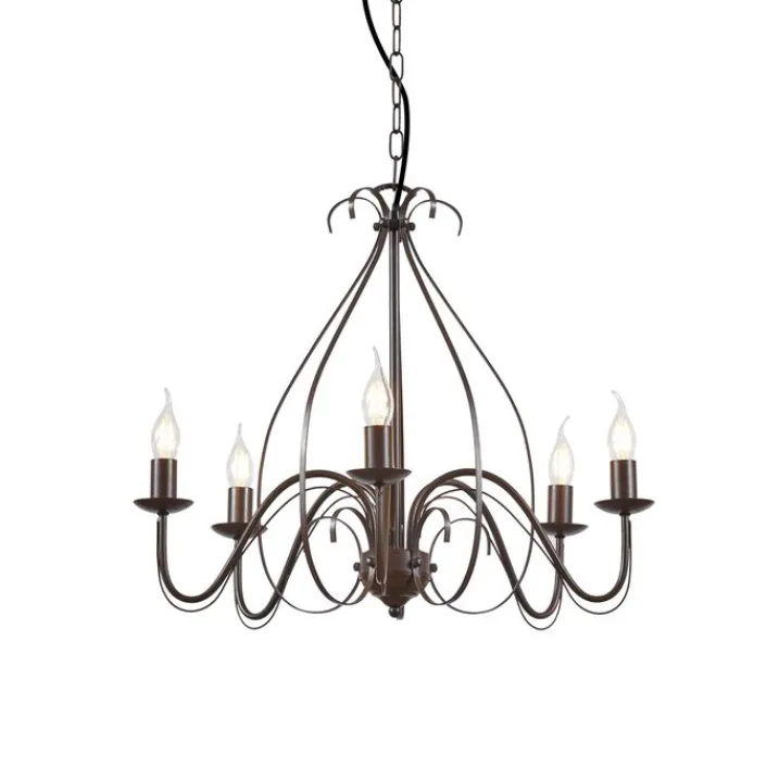 QAZQA Led-Kronleuchter|Kronleuchter*Klassischer Kronleuchter Rostbraun 5-flammig - Giuseppe