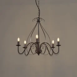 QAZQA Led-Kronleuchter|Kronleuchter*Klassischer Kronleuchter Rostbraun 5-flammig - Giuseppe