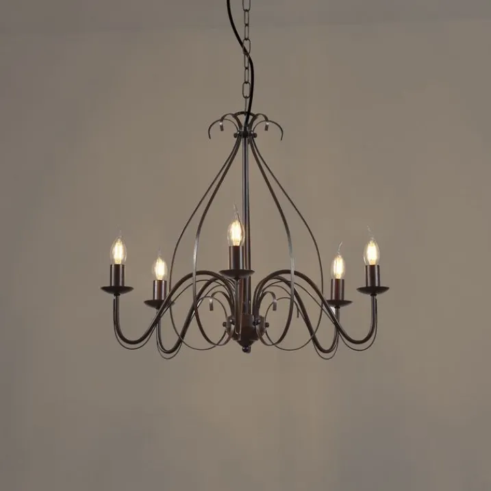 QAZQA Led-Kronleuchter|Kronleuchter*Klassischer Kronleuchter Rostbraun 5-flammig - Giuseppe