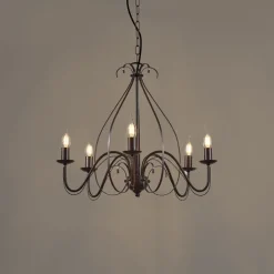 QAZQA Led-Kronleuchter|Kronleuchter*Klassischer Kronleuchter Rostbraun 5-flammig - Giuseppe