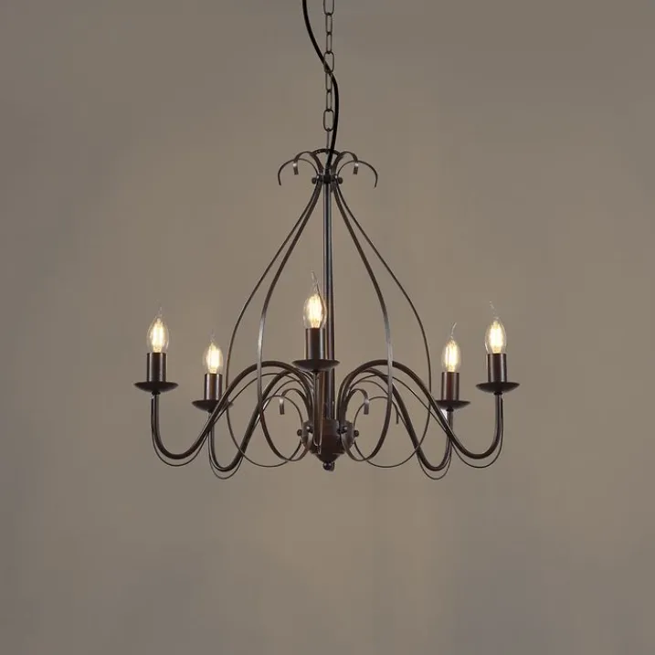 QAZQA Led-Kronleuchter|Kronleuchter*Klassischer Kronleuchter Rostbraun 5-flammig - Giuseppe