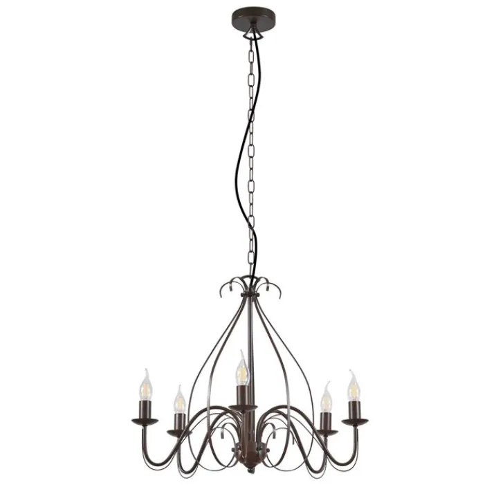 QAZQA Led-Kronleuchter|Kronleuchter*Klassischer Kronleuchter Rostbraun 5-flammig - Giuseppe