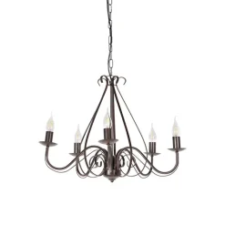 QAZQA Led-Kronleuchter|Kronleuchter*Klassischer Kronleuchter Rostbraun 5-flammig - Giuseppe