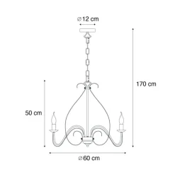 QAZQA Led-Kronleuchter|Kronleuchter*Klassischer Kronleuchter Rostbraun 5-flammig - Giuseppe