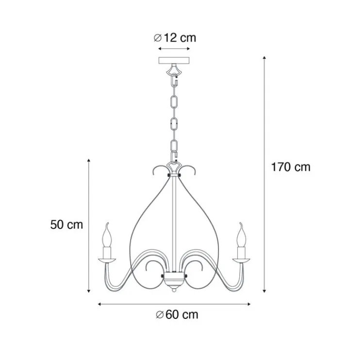 QAZQA Led-Kronleuchter|Kronleuchter*Klassischer Kronleuchter Rostbraun 5-flammig - Giuseppe