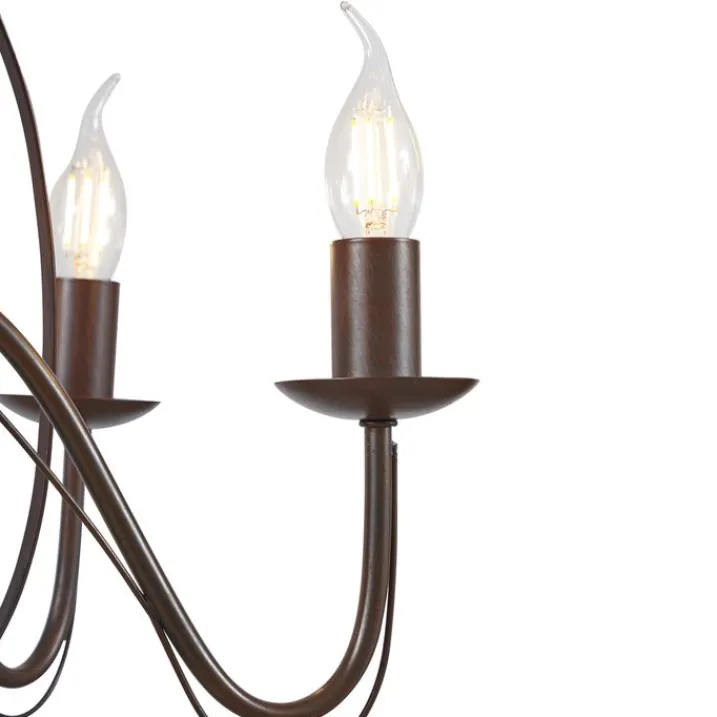 QAZQA Led-Kronleuchter|Kronleuchter*Klassischer Kronleuchter Rostbraun 5-flammig - Giuseppe