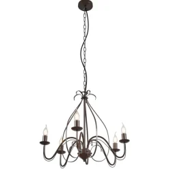 QAZQA Led-Kronleuchter|Kronleuchter*Klassischer Kronleuchter Rostbraun 5-flammig - Giuseppe