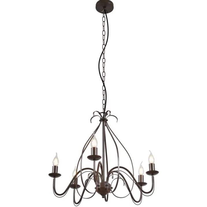 QAZQA Led-Kronleuchter|Kronleuchter*Klassischer Kronleuchter Rostbraun 5-flammig - Giuseppe