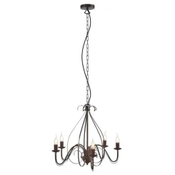 QAZQA Led-Kronleuchter|Kronleuchter*Klassischer Kronleuchter Rostbraun 5-flammig - Giuseppe