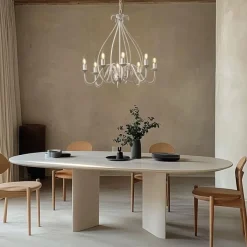 QAZQA Esszimmerlampen|Led-Kronleuchter*Klassischer Kronleuchter Creme 8-flammig - Giuseppe