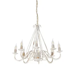 QAZQA Esszimmerlampen|Led-Kronleuchter*Klassischer Kronleuchter Creme 8-flammig - Giuseppe