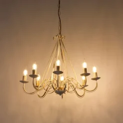 QAZQA Esszimmerlampen|Led-Kronleuchter*Klassischer Kronleuchter Creme 8-flammig - Giuseppe