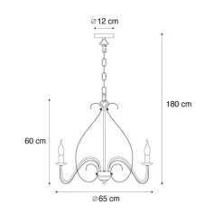 QAZQA Esszimmerlampen|Led-Kronleuchter*Klassischer Kronleuchter Creme 8-flammig - Giuseppe