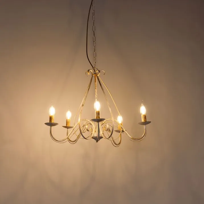 QAZQA Led-Kronleuchter|Kronleuchter*Klassischer Kronleuchter Creme 5-flammig - Giuseppe