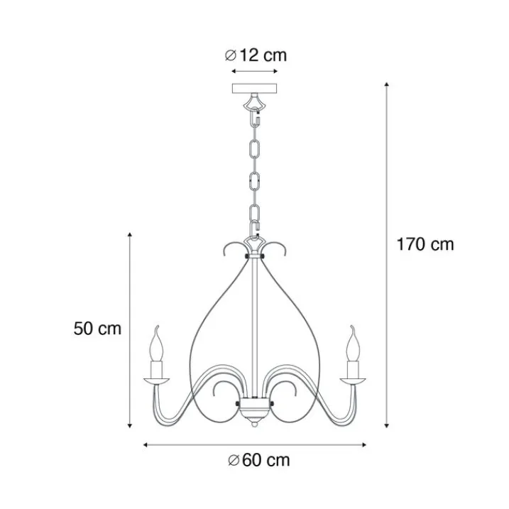 QAZQA Led-Kronleuchter|Kronleuchter*Klassischer Kronleuchter Creme 5-flammig - Giuseppe