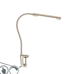 QAZQA Led-Tischleuchten|Tischlampen*Klemm-Schreibtischlampe Stahl inkl. LED mit Touch-Dimmer - Lionard