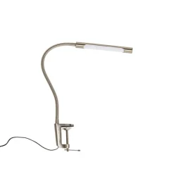 QAZQA Led-Tischleuchten|Tischlampen*Klemm-Schreibtischlampe Stahl inkl. LED mit Touch-Dimmer - Lionard