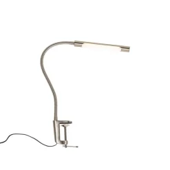QAZQA Led-Tischleuchten|Tischlampen*Klemm-Schreibtischlampe Stahl inkl. LED mit Touch-Dimmer - Lionard