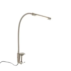 QAZQA Led-Tischleuchten|Tischlampen*Klemm-Schreibtischlampe Stahl inkl. LED mit Touch-Dimmer - Lionard