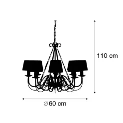 QAZQA Led-Kronleuchter|Kronleuchter*Kronleuchter beige 60 cm mit braunen Lampenschirmen - Giuseppe 8