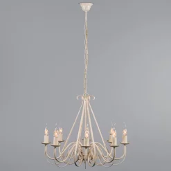 QAZQA Led-Kronleuchter|Kronleuchter*Kronleuchter beige 60 cm mit braunen Lampenschirmen - Giuseppe 8